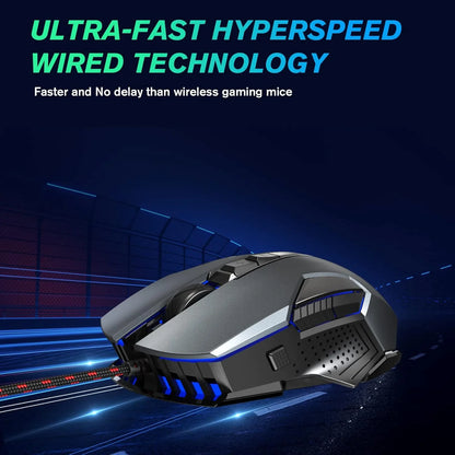 Gaming Mouse Wired RGB PC Gaming Mice, 4 Color Backlight, Ergonomic Optical Computer Wired Mouse with Fire Button for Desktop PC Laptop Gamer & Work
